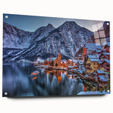 Acrylic print of a European landscape in soft, muted colors, ideal for dining room decor.
