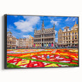 Black and white vintage poster art of a Belgian landscape on framed canvas, suitable for bedroom wall decor.