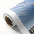 Art deco poster of a Bulgarian landscape on rolled canvas, featuring soft pastel colors, ideal for nursery wall art.