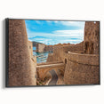 Black and white landscape art painting of a Croatian scene on framed canvas, suitable for bedroom wall decor.