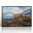 Large abstract wall art depicting a European Cyprus landscape in muted earth tones on a framed acrylic.