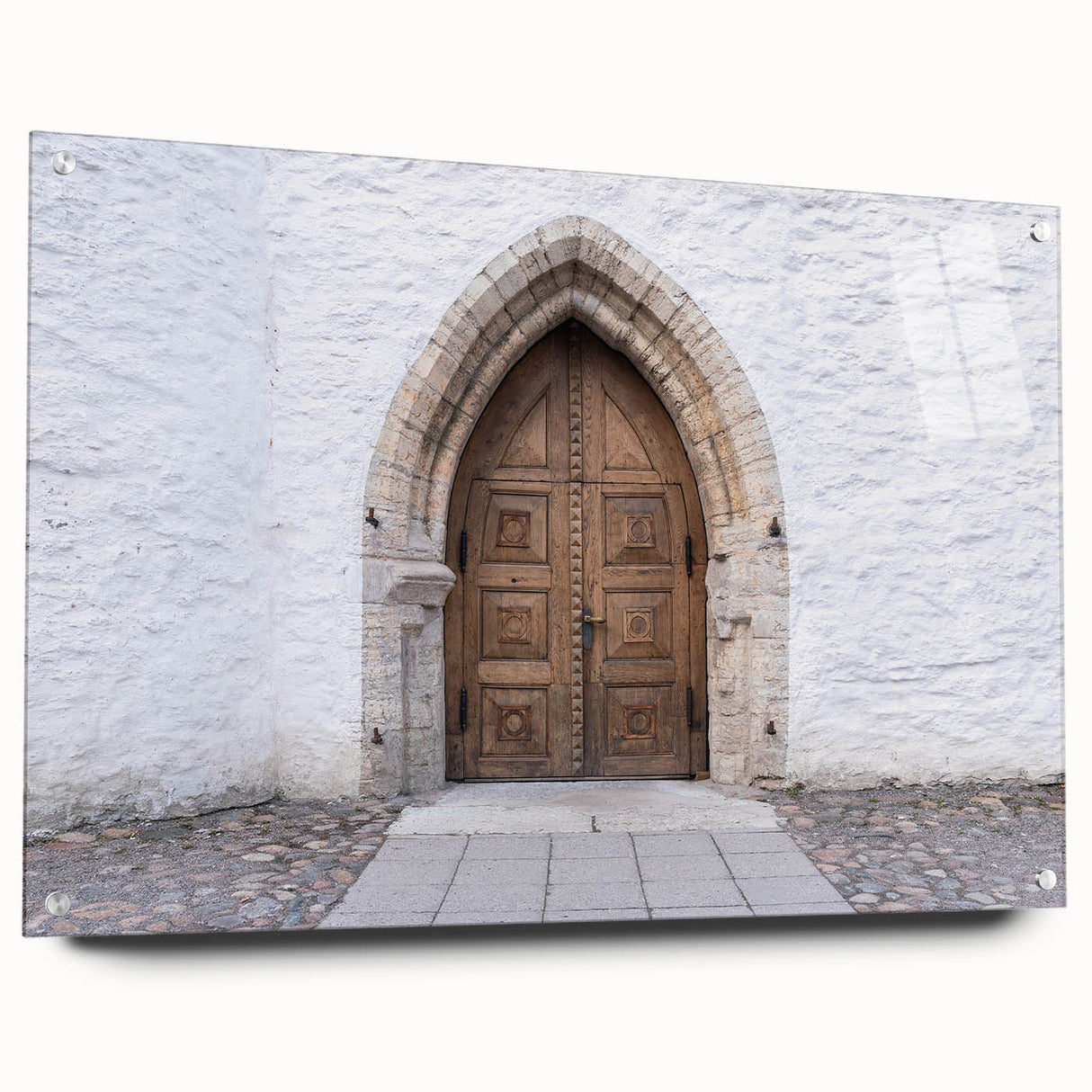 Large abstract wall art of a European scenery in Estonia, with muted earth tones on acrylic glass.