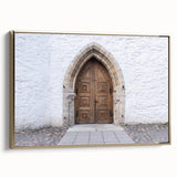 Framed canvas of a vintage European landscape in Estonia, featuring black and gold tones, ideal for bedroom wall art.