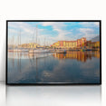 Large abstract wall art depicting a South France scenery in muted colors on a framed acrylic.