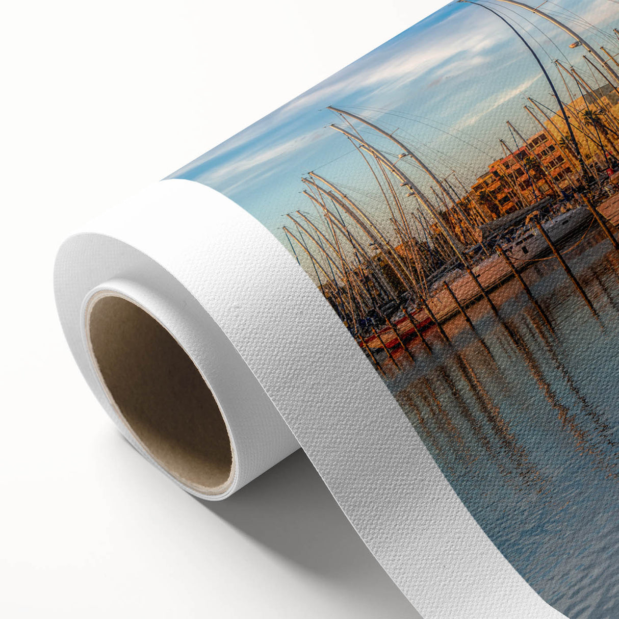 Art deco poster of a serene South France scenery in soft pastel shades on rolled canvas, ideal for nursery wall art.