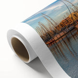 Art deco poster of a serene South France scenery in soft pastel shades on rolled canvas, ideal for nursery wall art.