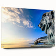 Acrylic print of a Bavarian landscape in muted greens and blues, ideal for dining room decor.