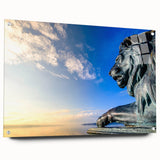 Acrylic print of a Bavarian landscape in muted greens and blues, ideal for dining room decor.