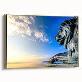 Framed canvas landscape painting of Bavarian scenery in muted earth tones, ideal for bedroom wall art.