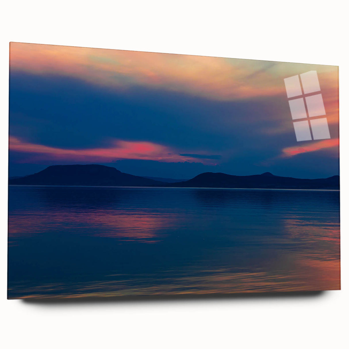 Large abstract acrylic print of a European scenery in muted earth tones, ideal for bedroom or dining room art.
