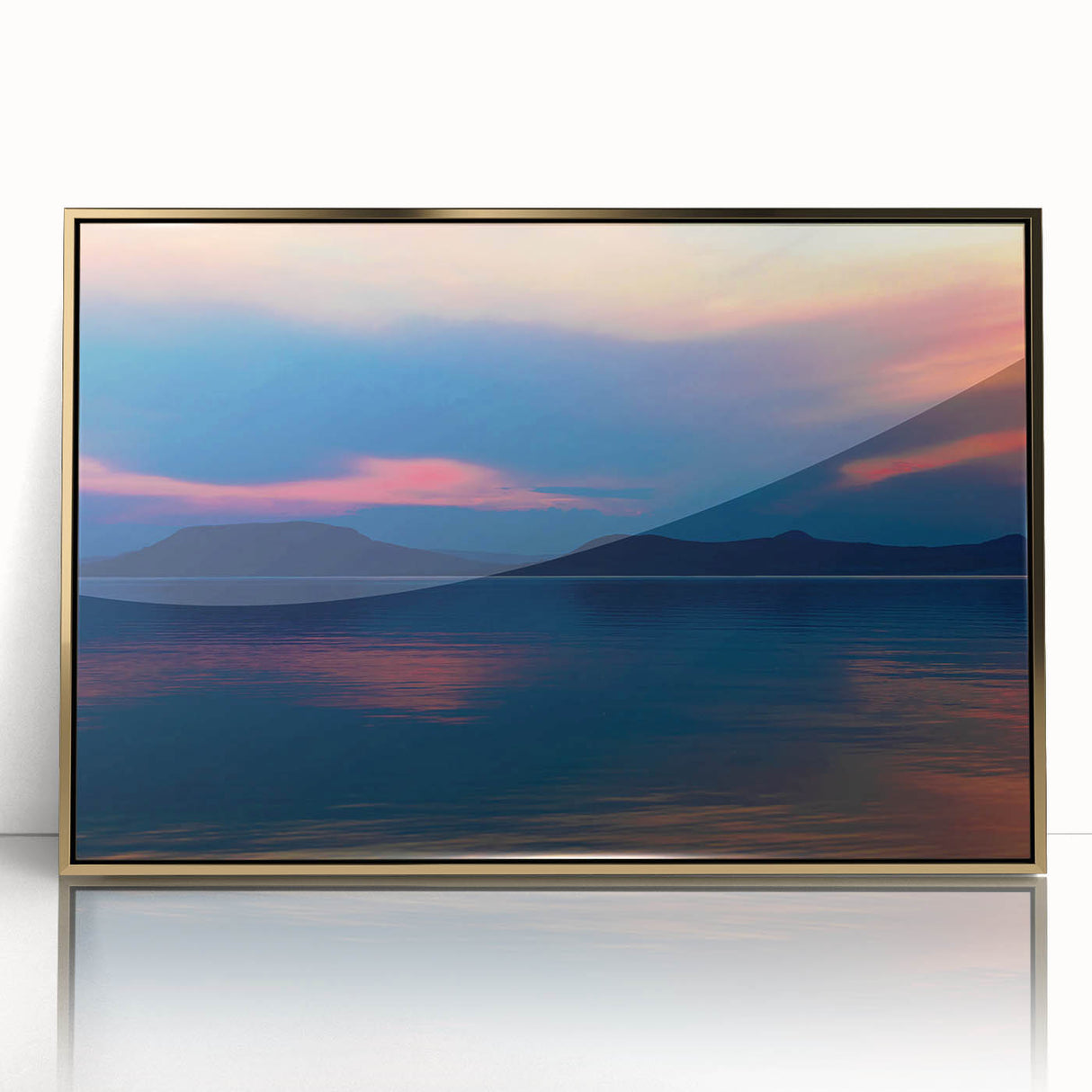 Mid-century modernist art depicting a European Hungarian scenery in gold tones on a framed acrylic.