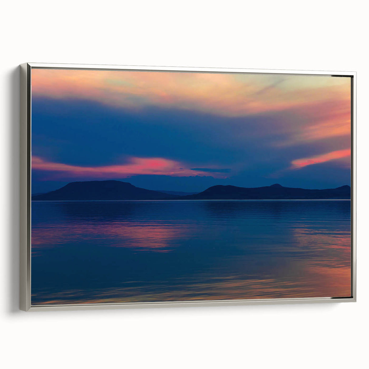 Framed canvas featuring a vintage-style landscape art painting of a Hungarian scenery in colorful art tones.