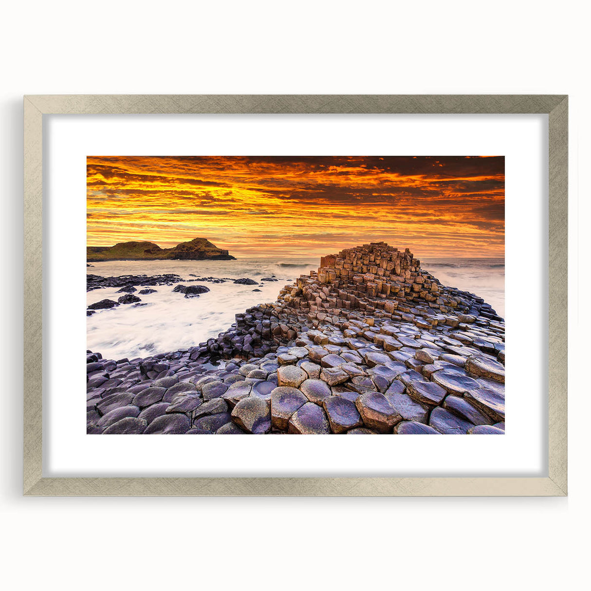 Extra large wall art featuring an abstract textured print of a European scenery in Ireland, with muted earth tones.