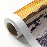 Art deco poster of a serene Irish landscape in green and blue tones on rolled canvas, ideal for nursery wall art.