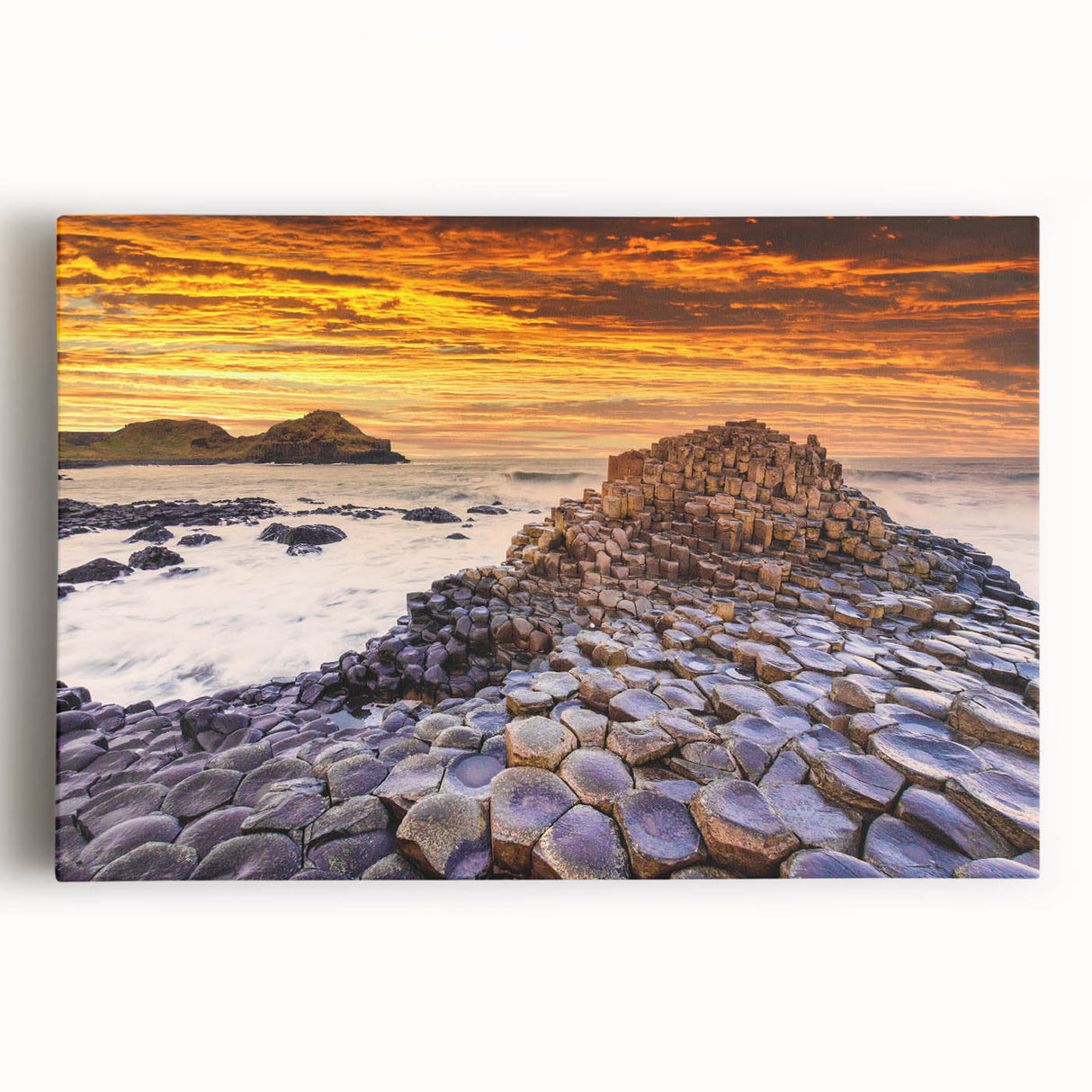 Black and white stretched canvas of a scenic Irish landscape, ideal for kitchen wall art or bedroom decor.