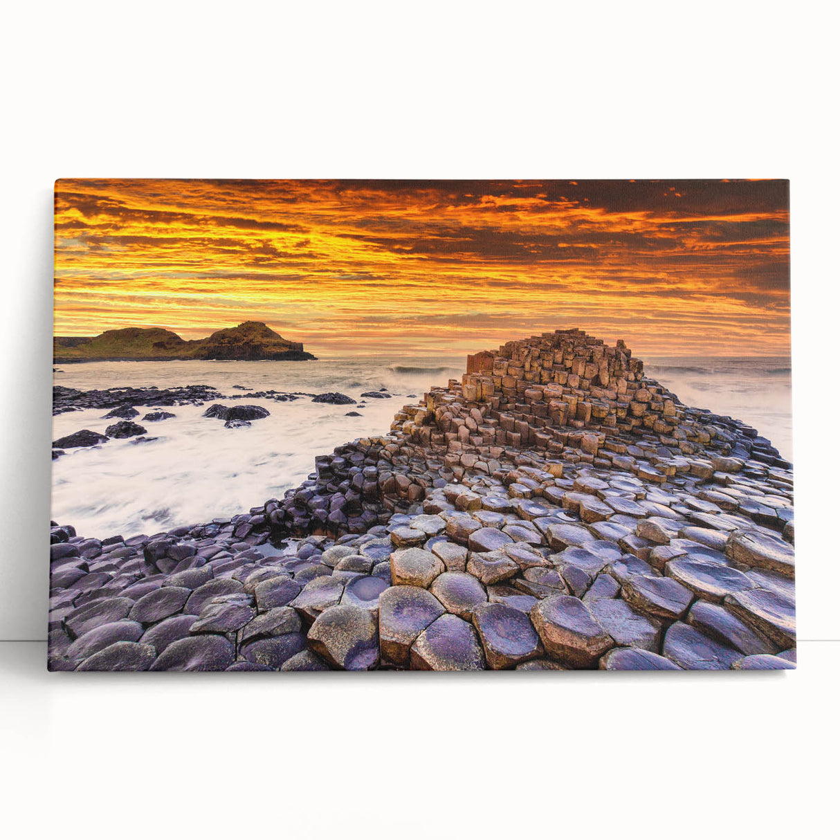 Black and white photograph of a scenic Irish landscape on a large stretched canvas, ideal for kitchen wall art.