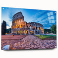 Acrylic print of a Rome cityscape in muted earth tones, ideal for dining room decor.