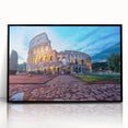 Large abstract wall art depicting Rome's skyline in muted earth tones on a framed acrylic.