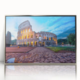 Large art print of a Rome scenery in muted earth tones on a framed acrylic, ideal for modern art wall decor.