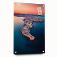 Acrylic print of a Sicilian landscape in muted earth tones, suitable for bedroom or dining room decor.