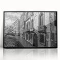 Large abstract wall art of Venice scenery in mid-century modernist style, with vibrant tones on black framed acrylic.