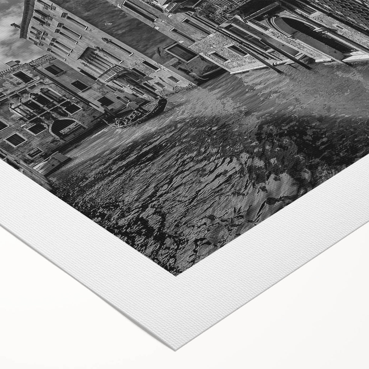 Art deco poster of Venice with muted earth tones on rolled canvas, ideal for dining room wall art.