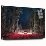 Large abstract wall art of a European scenery in Latvia, depicted in muted tones on acrylic glass.