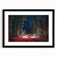 Extra large abstract art print featuring textured, colorful depiction of a European landscape on a black framed canvas.