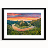 Extra large abstract art print featuring a colorful, textured depiction of a European Montenegro scenery.