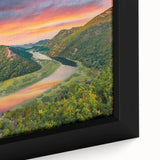 Extra large framed canvas featuring a textured depiction of a Montenegro scenery in black with vibrant color accents.