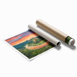 Extra large rolled print of a Montenegro landscape with vibrant greenery and floral elements.