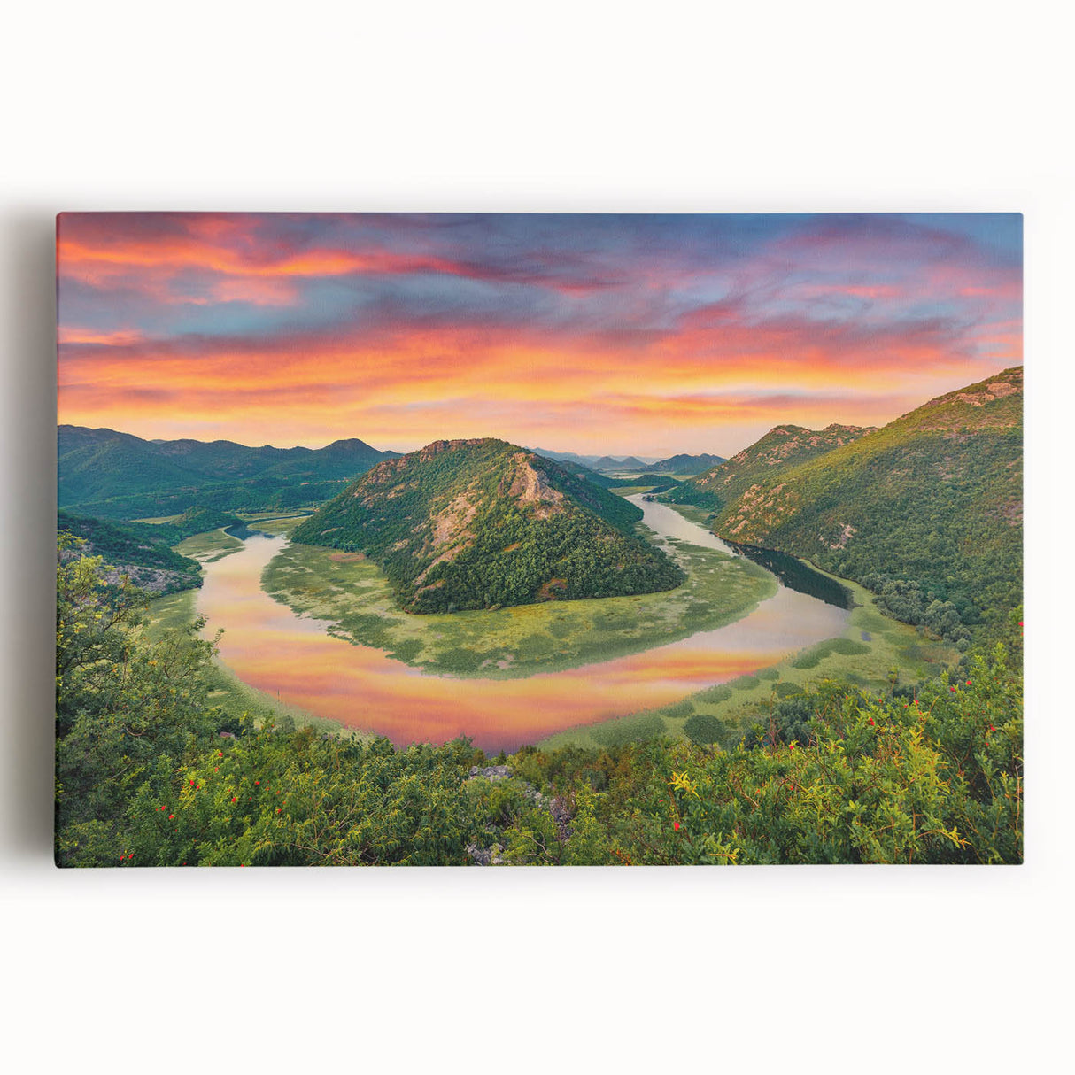 Black and white photo of Montenegro scenery on stretched canvas, suited for kitchen wall art or bedroom decor.