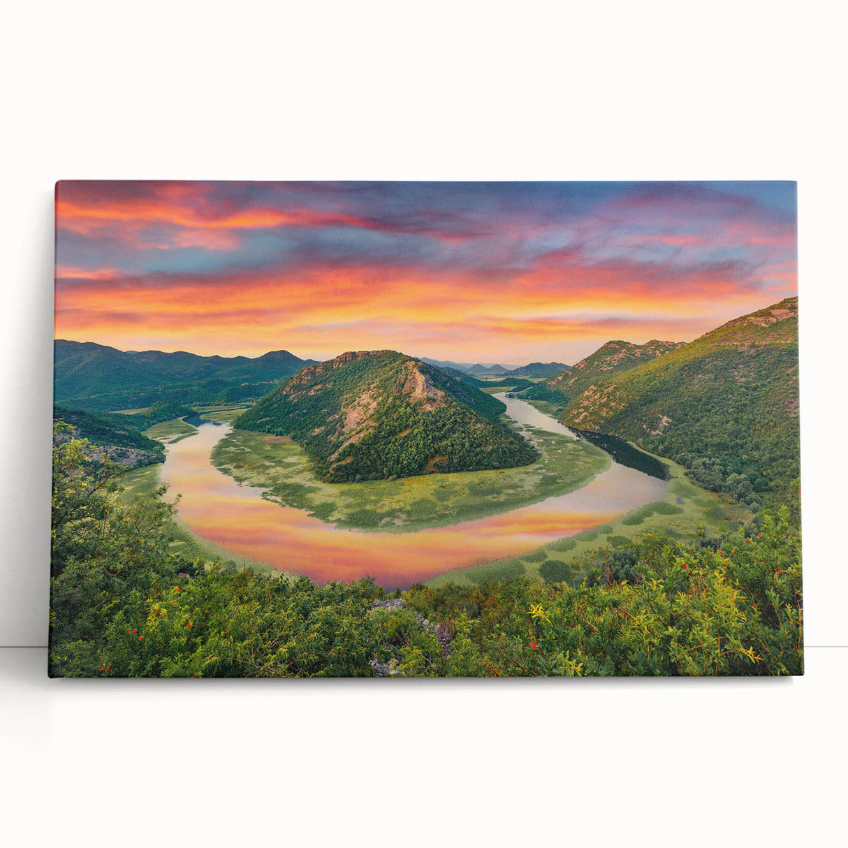 Black and white photo of Montenegro scenery on large stretched canvas, suitable for kitchen wall art.