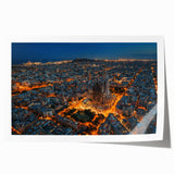 Rolled print of Barcelona scenery with vibrant floral elements in soft pastel shades.