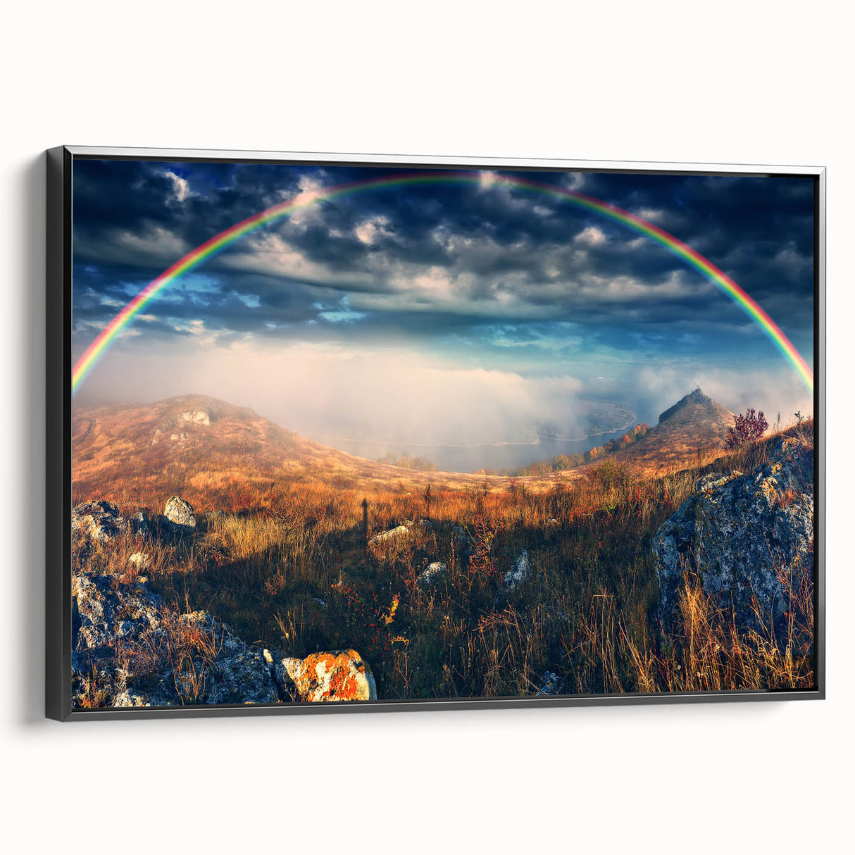 Black and white landscape art painting of a European scenery on framed canvas, ideal for bedroom wall decor.