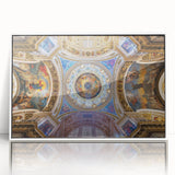 Acrylic print of the Vatican scenery in muted earth tones, framed in white, suitable for modern art wall decor.
