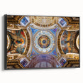 Black and white wall art of the Vatican landscape on framed canvas, ideal for bedroom decor.
