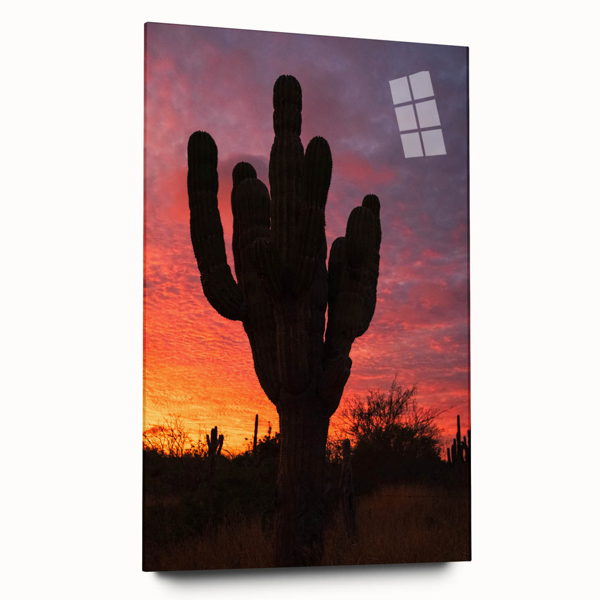 Large abstract wall art depicting Baja California scenery in vibrant blues and greens on acrylic glass.