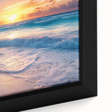 Framed canvas of a textured, colorful Cancun scenery in black, ideal for extra large living room wall art.