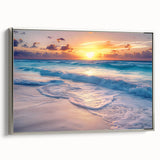 Framed canvas of Cancun landscape featuring vibrant colorful art on a black background, ideal for living room decor.