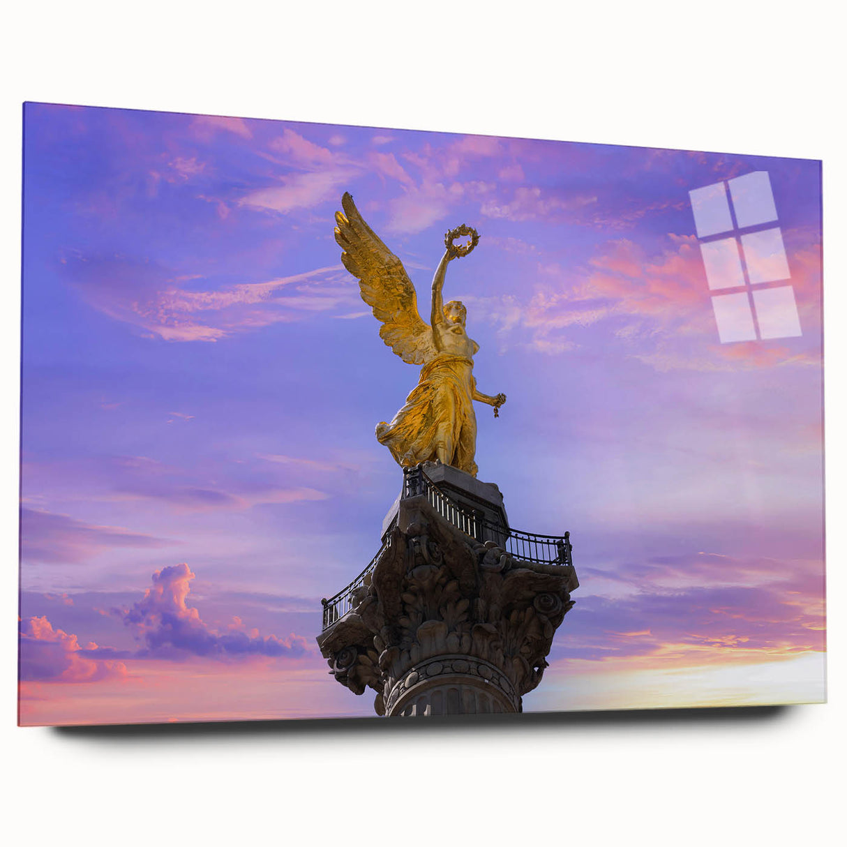 Acrylic print of a large abstract depiction of Mexico City in vibrant hues, ideal for bedroom or dining room art.