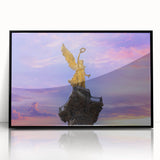 Framed acrylic print of a large abstract depiction of Mexico City in muted earth tones, ideal for modern art wall decor.