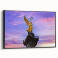 Black and white framed canvas of Mexico City landscape, vintage poster style, ideal for bedroom wall art.