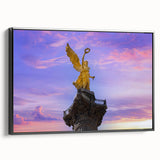 Black and white framed canvas of Mexico City landscape, vintage poster style, ideal for bedroom wall art.