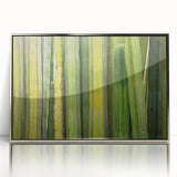 Mid-century modernist art depicting Oaxaca scenery on a silver-framed acrylic print, suitable for nursery wall art.
