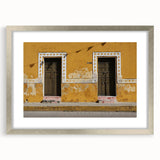 Textured art print of abstract scenery in Quintana Roo, Mexico, featuring earthy tones on a framed silver mat.