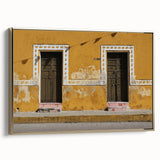 Framed canvas featuring a black and white vintage landscape painting of Quintana Roo, ideal for bedroom wall art.