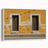 Framed canvas of a vintage poster art depicting a colorful Mexican Quintana Roo landscape, ideal for living room decor.