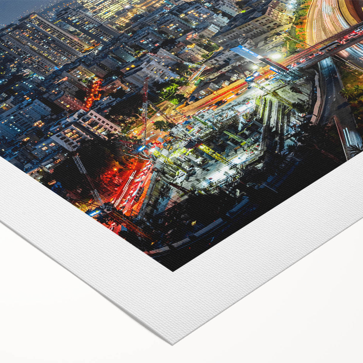 Art deco poster of Tel Aviv skyline in muted earth tones on rolled canvas, suitable for dining room wall art.