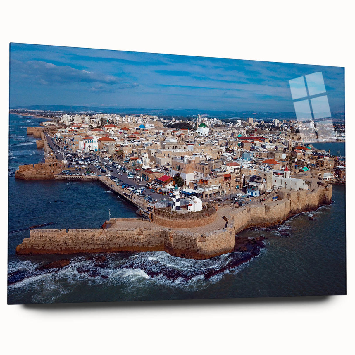 Acrylic print of a Middle Eastern landscape in muted earth tones, suitable for bedroom or dining room decor.